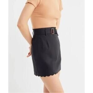 Urban Outfitters Black Linen Scallop Edge Mini Skirt Small